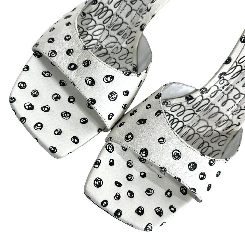 Nicholas Kirkwood MAEVA Ankle Strap Sandals in White & Black Doodle Print - Picture 6 of 16